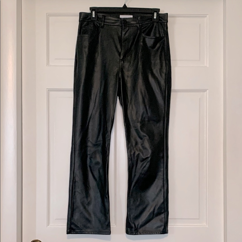 LOFT Black Cropped Faux Leather Pants